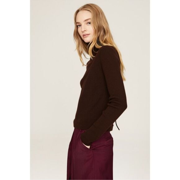 NWT Thakoon Open Back Turtleneck Sweater, Size Medium Color Chocolate Brown - Picture 3 of 6